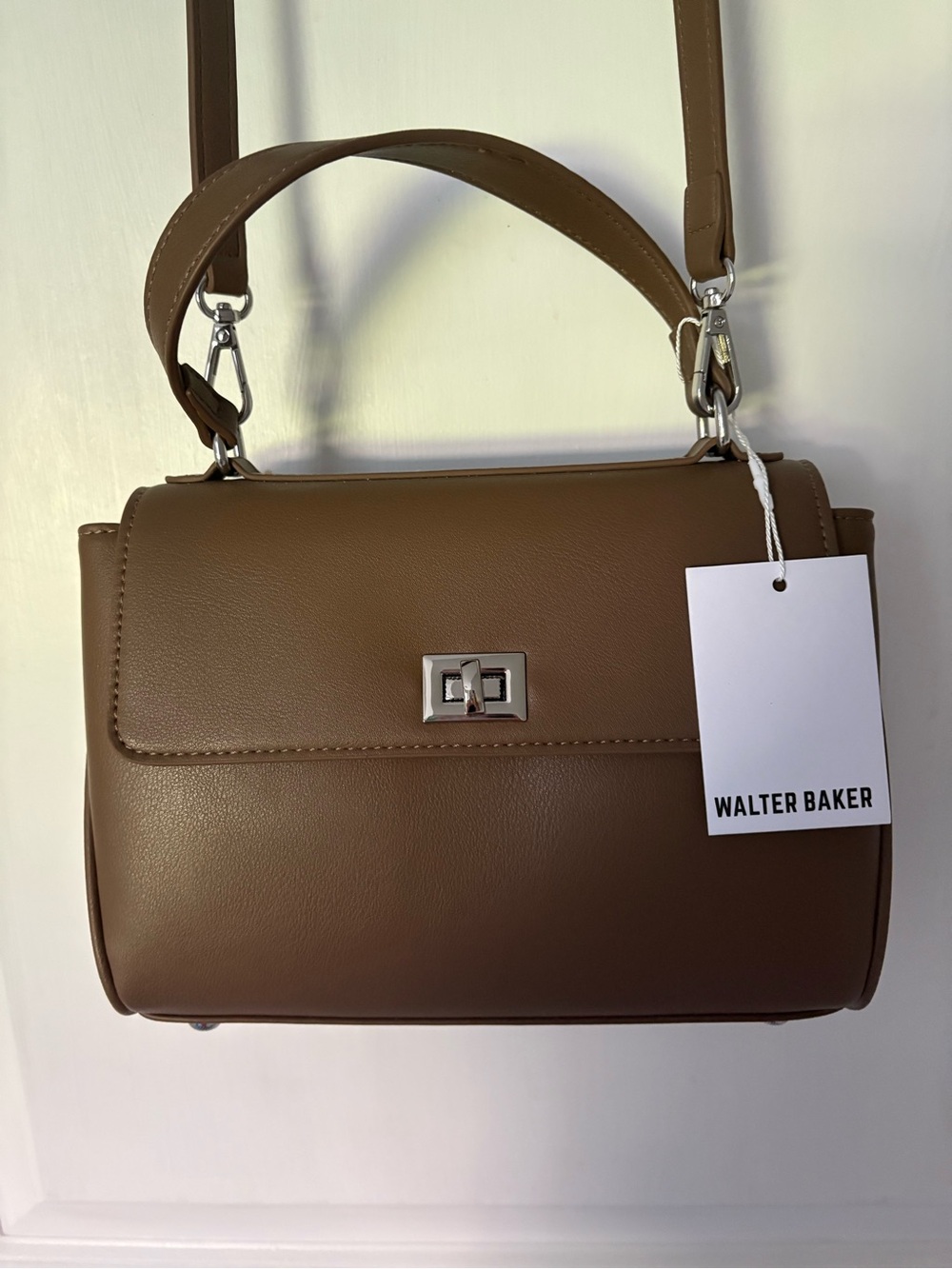 Walter Baker Cognac Brown Faux-Leather Crossbody Top-Handle Bag